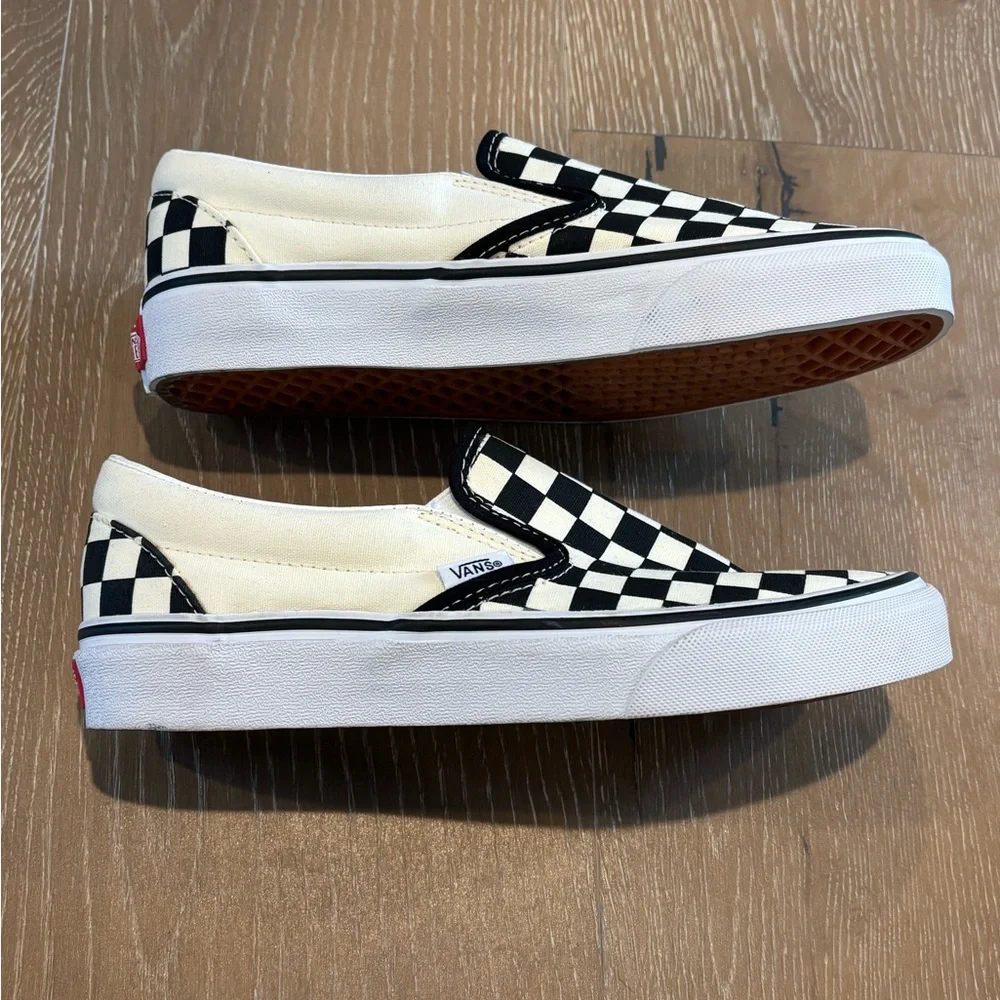 Vans Kids Black and White Checkered Slip-On Sneakers - Picture 3 of 7